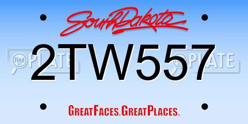 2TW557 South Dakota License Plate
