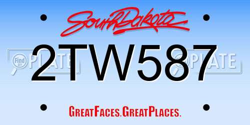 2TW587 South Dakota License Plate