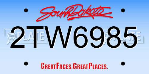 2TW6985 South Dakota License Plate