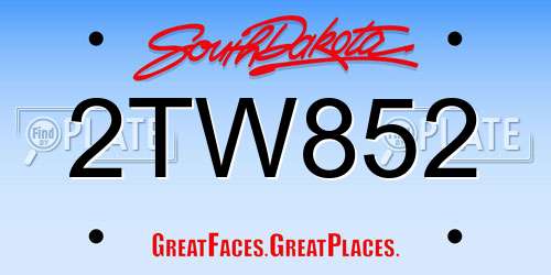 2TW852 South Dakota License Plate
