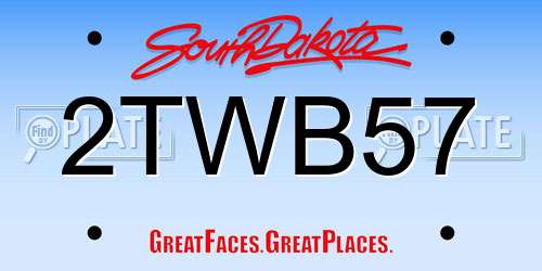 2TWB57 South Dakota License Plate