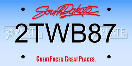 2TWB87 South Dakota License Plate