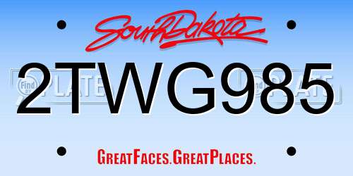 2TWG985 South Dakota License Plate