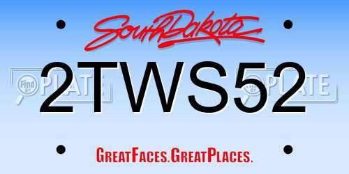 2TWS52 South Dakota License Plate