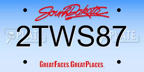 2TWS87 South Dakota License Plate