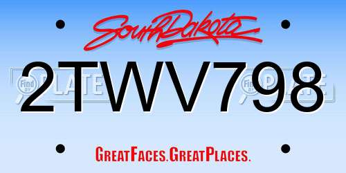 2TWV798 South Dakota License Plate