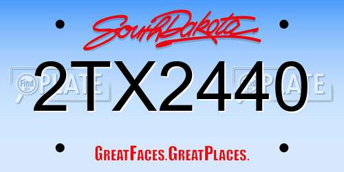 2TX2440 South Dakota License Plate