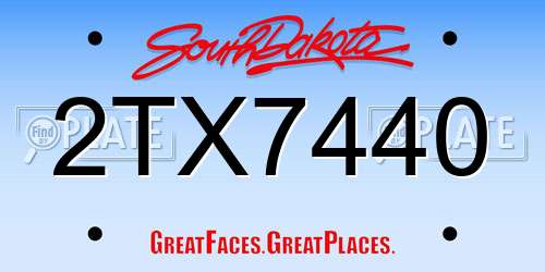 2TX7440 South Dakota License Plate