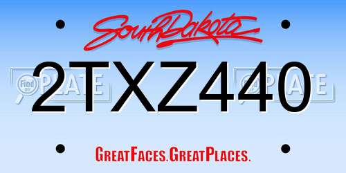 2TXZ440 South Dakota License Plate