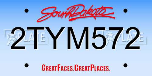 2TYM572 South Dakota License Plate