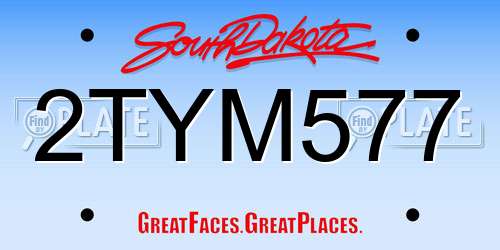 2TYM577 South Dakota License Plate