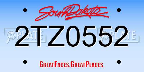 2TZ0552 South Dakota License Plate