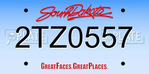 2TZ0557 South Dakota License Plate