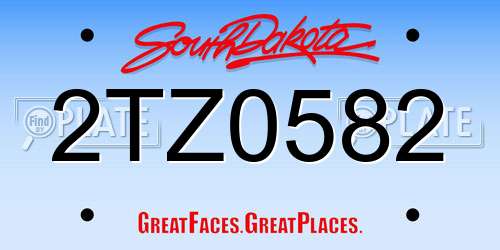 2TZ0582 South Dakota License Plate