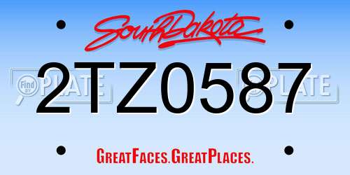 2TZ0587 South Dakota License Plate