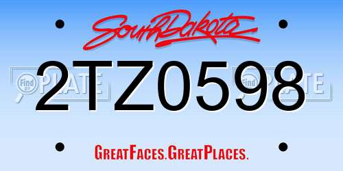 2TZ0598 South Dakota License Plate