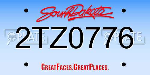 2TZ0776 South Dakota License Plate