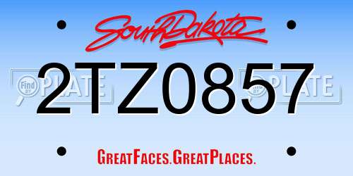 2TZ0857 South Dakota License Plate