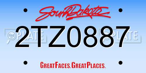 2TZ0887 South Dakota License Plate