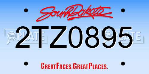 2TZ0895 South Dakota License Plate