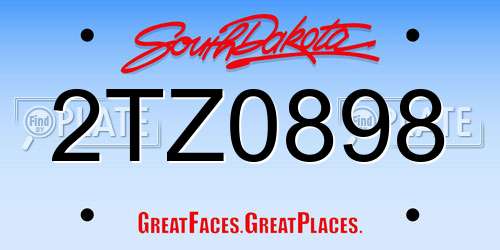 2TZ0898 South Dakota License Plate