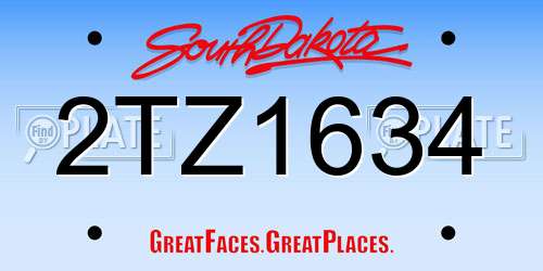 2TZ1634 South Dakota License Plate