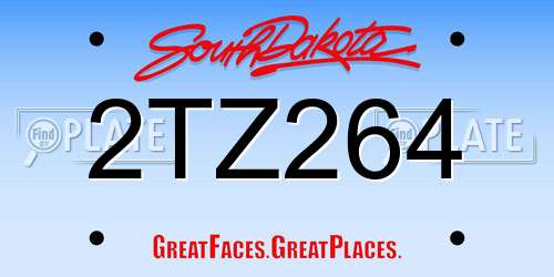 2TZ264 South Dakota License Plate