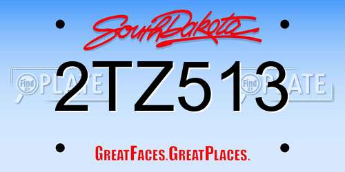 2TZ513 South Dakota License Plate