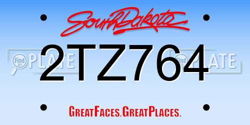 2TZ764 South Dakota License Plate