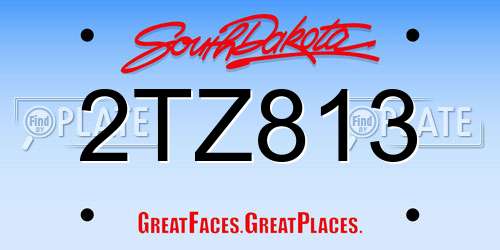 2TZ813 South Dakota License Plate