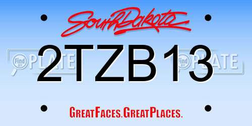 2TZB13 South Dakota License Plate