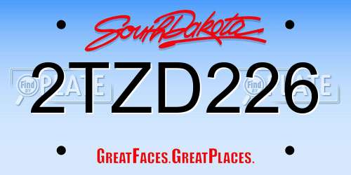 2TZD226 South Dakota License Plate