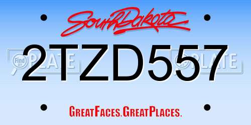 2TZD557 South Dakota License Plate