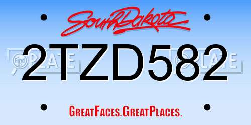 2TZD582 South Dakota License Plate
