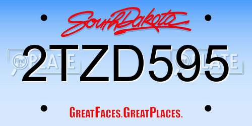 2TZD595 South Dakota License Plate