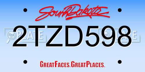 2TZD598 South Dakota License Plate