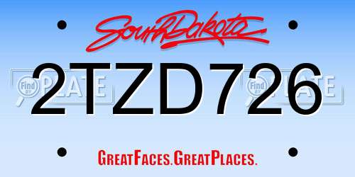 2TZD726 South Dakota License Plate