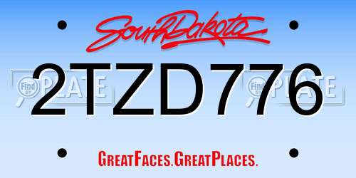 2TZD776 South Dakota License Plate
