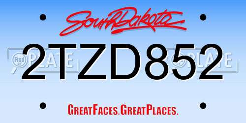 2TZD852 South Dakota License Plate