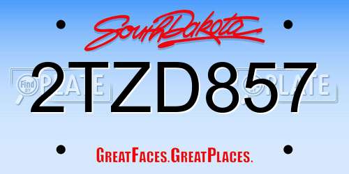 2TZD857 South Dakota License Plate
