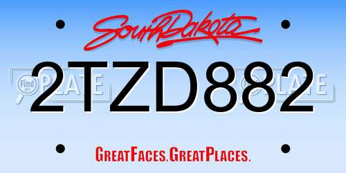 2TZD882 South Dakota License Plate