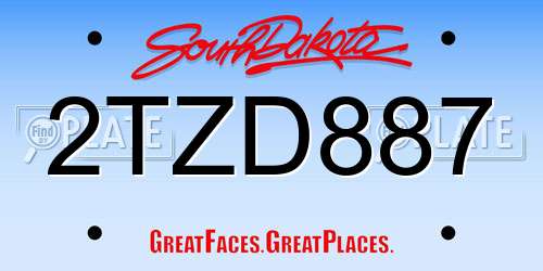 2TZD887 South Dakota License Plate
