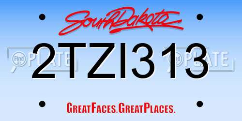 2TZI313 South Dakota License Plate