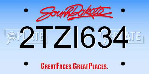 2TZI634 South Dakota License Plate
