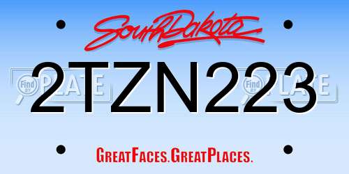 2TZN223 South Dakota License Plate