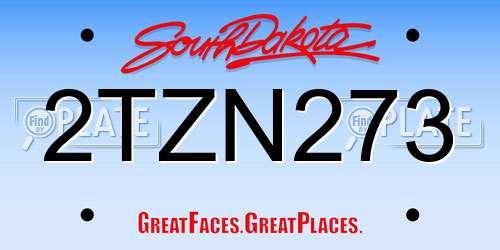 2TZN273 South Dakota License Plate