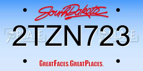 2TZN723 South Dakota License Plate
