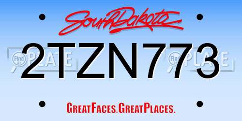 2TZN773 South Dakota License Plate