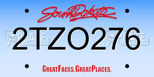 2TZO276 South Dakota License Plate
