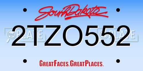 2TZO552 South Dakota License Plate